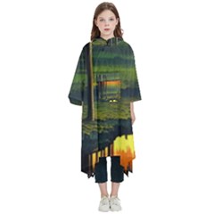 Outdoors Night Moon Full Moon Trees Setting Scene Forest Woods Light Moonlight Nature Wilderness Lan Kids  Hooded Rain Ponchos