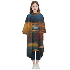 Wildflowers Field Outdoors Clouds Trees Cover Art Storm Mysterious Dream Landscape Kids  Hooded Rain Ponchos