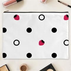 Strawberry Circles Black Cosmetic Bag (xxxl)