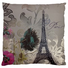 Floral Vintage Paris Eiffel Tower Art Large Cushion Case (single Sided) 
