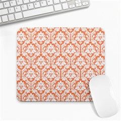 White On Orange Damask Large Mouse Pad (rectangle)