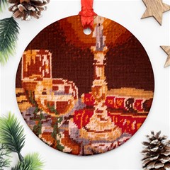 Bookworm Needlepoint Print Round Ornament (two Sides)