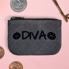 Diva Blk Glitter Lips Coin Change Purse