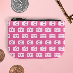 Pink Modern Chic Vector Camera Illustration Pattern Mini Coin Purses