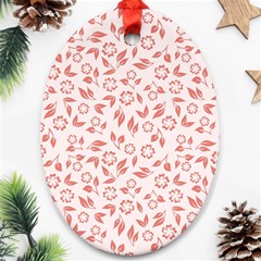 Red Seamless Floral Pattern Ornament (oval) 