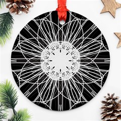 Black And White Flower Mandala Art Kaleidoscope Ornament (round) 