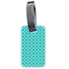 Turquoise Quatrefoil Pattern Luggage Tag (two Sides)