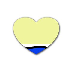 Yellow And Blue Simple Design Rubber Coaster (heart) 