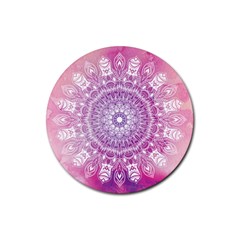 Pink Watercolour Mandala Rubber Coaster (round) 
