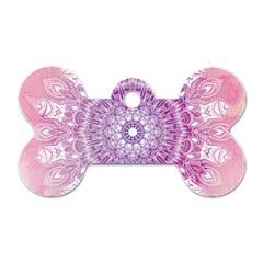 Pink Watercolour Mandala Dog Tag Bone (one Side)
