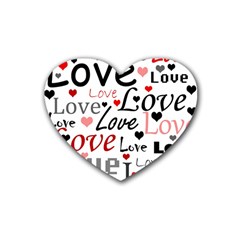 Love Pattern - Red Rubber Coaster (heart) 