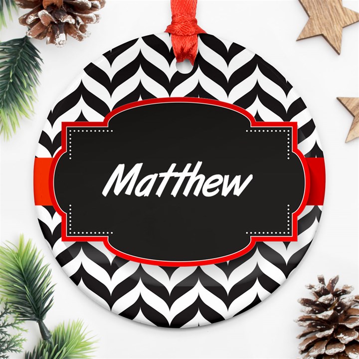 Pattern Black 1 Round Ornament (Two Sides)