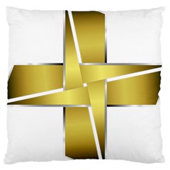 Logo Cross Golden Metal Glossy Large Cushion Case (one Side)