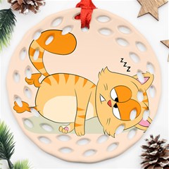 Even Cat Hates Monday Round Filigree Ornament (two Sides)