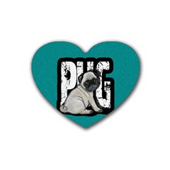 Pug Rubber Coaster (heart) 