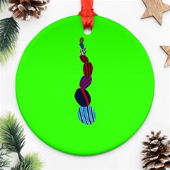 Egg Line Rainbow Green Round Ornament (two Sides)