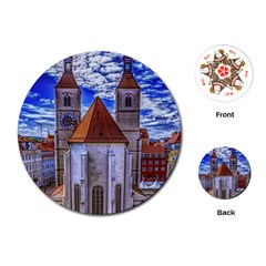 Steeple Church Building Sky Great Playing Cards (round) 