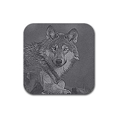Wolf Forest Animals Rubber Coaster (square) 