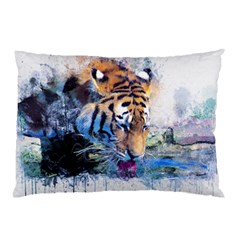 Tiger Drink Animal Art Abstract Pillow Case