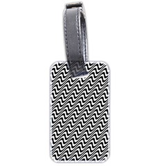 White Line Wave Black Pattern Luggage Tags (two Sides)
