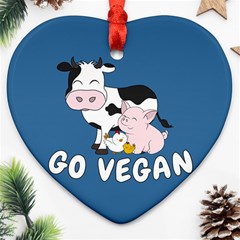 Friends Not Food - Cute Cow, Pig And Chicken Heart Ornament (two Sides)