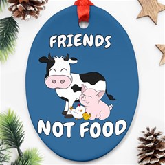 Friends Not Food - Cute Cow, Pig And Chicken Ornament (oval)