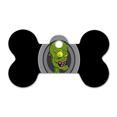 Zombie Pictured Illustration Dog Tag Bone (one Side)