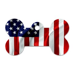 American Usa Flag Vertical Dog Tag Bone (one Side)