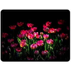 Pink Tulips Dark Background Fleece Blanket (large) 