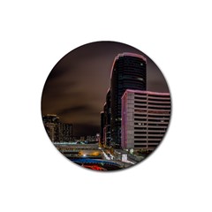 Hong Kong At Night Skyline Rubber Coaster (round) 