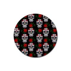 Skull Pattern Black Rubber Coaster (round) 