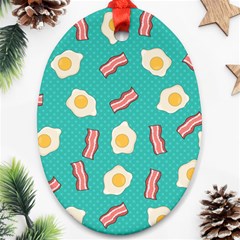 Bacon And Egg Pop Art Pattern Ornament (oval)