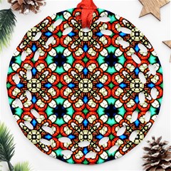 Stained Glass Pattern Texture Face Round Filigree Ornament (two Sides)
