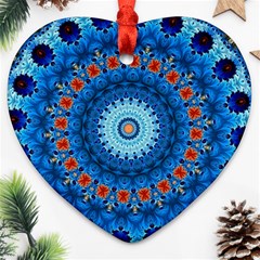 Rose Kaleidoscope Art Pattern Heart Ornament (two Sides)