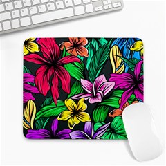 Neon Hibiscus Large Mousepads
