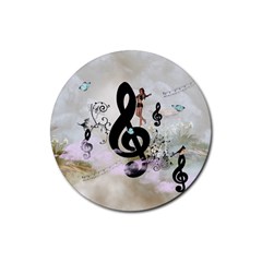 Dancing On A Clef Rubber Coaster (round) 