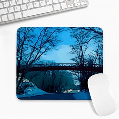 Bridge Trees Walking Nature Road Large Mousepads