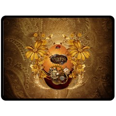 Awesome Steampunk Easter Egg With Flowers, Clocks And Gears Fleece Blanket (large) 