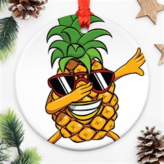 Dabbing Pineapple Sunglasses Shirt Aloha Hawaii Beach Gift Round Ornament (two Sides)