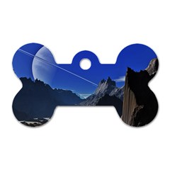 Saturn Landscape Mountains Dog Tag Bone (one Side)