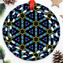 Stained Glass Pattern Church Window Round Filigree Ornament (two Sides)