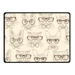 Seamless Pattern Hand Drawn Cats With Hipster Accessories Fleece Blanket (small)