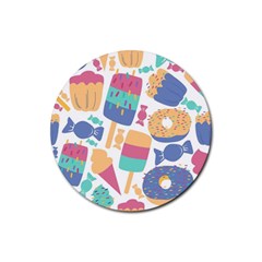 Icecream Pattern Pastel Sumer Rubber Coaster (round) 