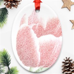 Tulip Red White Pencil Drawing Ornament (oval)