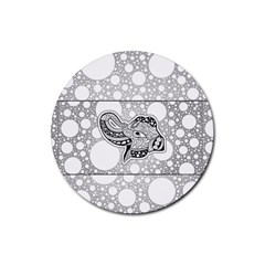 Elegant Mandala Elephant In Black And Wihte Rubber Coaster (round) 