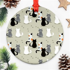 Cute Cat Seamless Pattern Ornament (round)