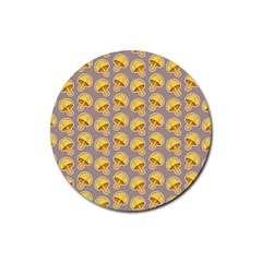 Yellow Mushroom Pattern Rubber Coaster (round) 
