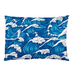 Storm Waves Seamless Pattern Raging Ocean Water Sea Wave Vintage Japanese Storms Print Illustration Pillow Case (two Sides)