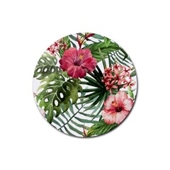 Monstera Flowers Rubber Coaster (round) 