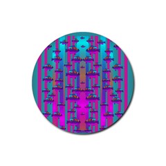 Tropical Rainbow Fishes  In Meadows Of Seagrass Rubber Coaster (round) 